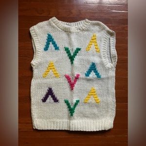 vintage sweater vest multicolor chevron | L